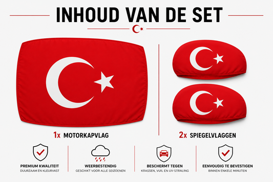 Turkse Vlaggen Combi-set – Motorkap + Spiegels | Victory Flags