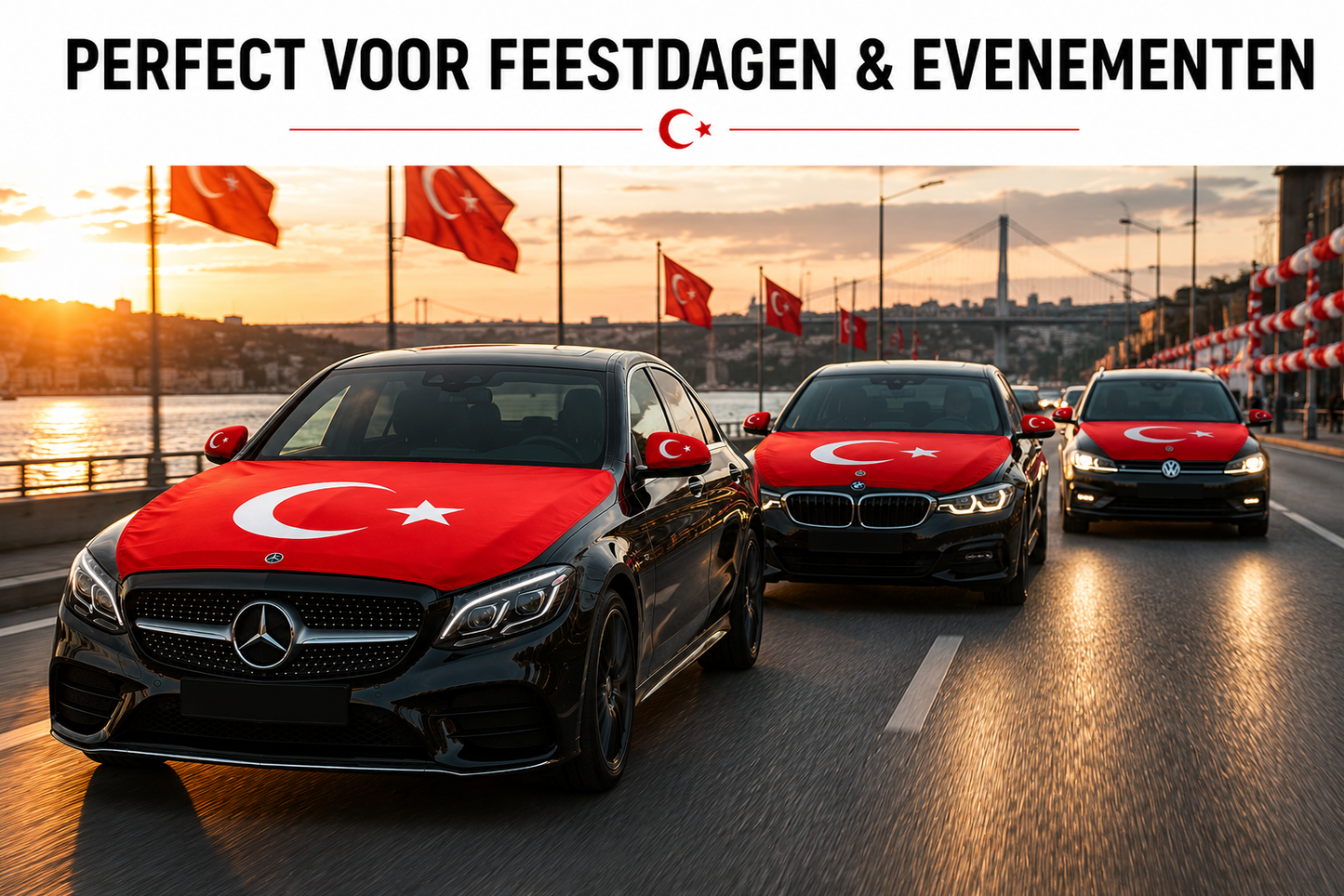 Turkse Vlaggen Combi-set – Motorkap + Spiegels | Victory Flags
