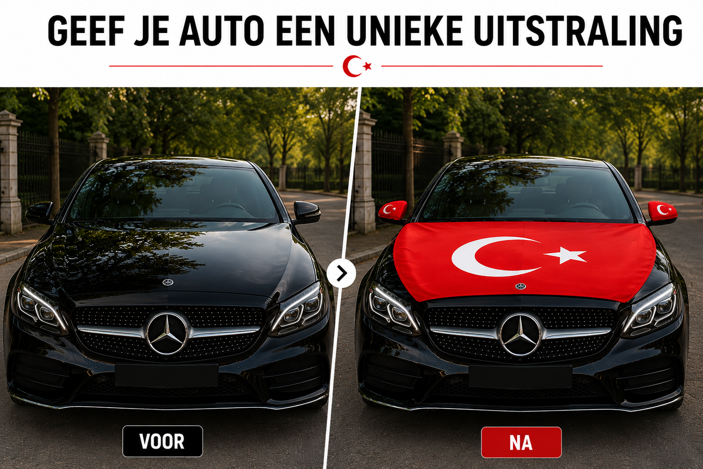 Turkse Vlaggen Combi-set – Motorkap + Spiegels | Victory Flags
