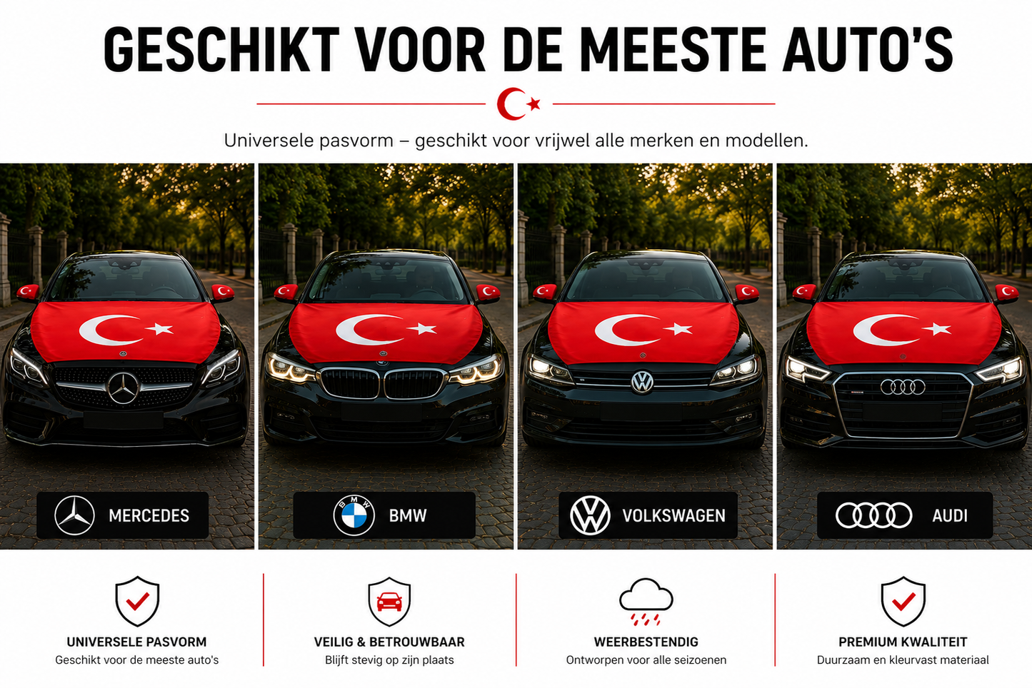Turkse Vlaggen Combi-set – Motorkap + Spiegels | Victory Flags