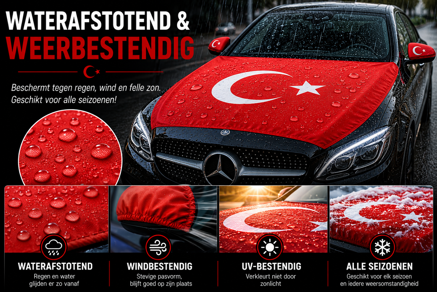 Turkse Vlaggen Combi-set – Motorkap + Spiegels | Victory Flags